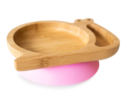 Plato Bamb con Ventosa Caracol Rosa