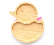 Assiette Bambou avec Ventouse Canard Vert
