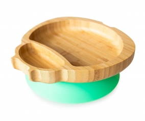 Plato Bamb con Ventosa Mariquita Verde