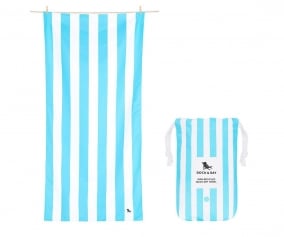 Extra Large Beach Towel Microfiber Cabana Pastel Blue Personalised