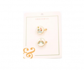 2 Anis Esmaltados Enamel Landscape+Rainbow