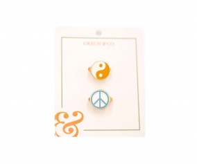 2 Anis Esmaltado Ying Yang+ Peace Sign