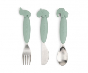 3 x Talheres Antiderrapantes verdes Deer Friends