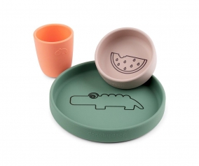 Loua de silicone Croco Green/Powder/Coral