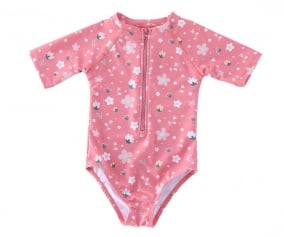Swimsuit with Zipper Flowers