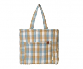 Quilted Tote Bag Cottage Blue Checks