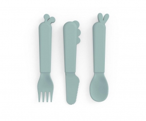 3 couverts Kiddish Deer Friends bleu moutarde