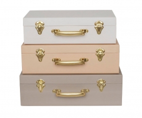 Lot de 3 Valises de Rangement Beige