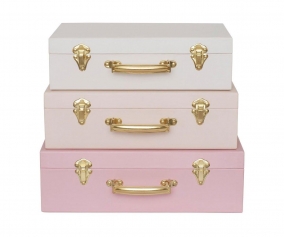 Lot de 3 Valises de Rangement Rose