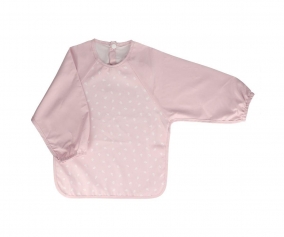 Bib with Sleeves Leaves Pink
