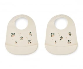 2 Bibs Silicone Tilda Peach Sea Shell Mix