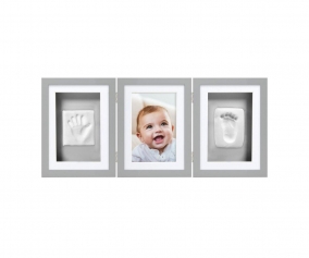 Deluxe Gray Babyprints Photo and Handprint Frame