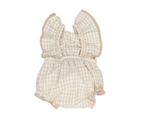 Pelele Vichy Beige para Mueco