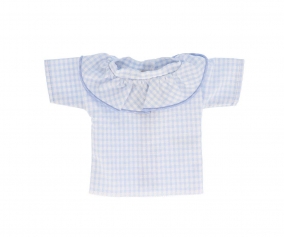 Camisa Vichy con Volante Azul Celeste para Mueco Azul Celeste