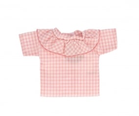 Camisa Vichy con Volante Rosa para Mueco