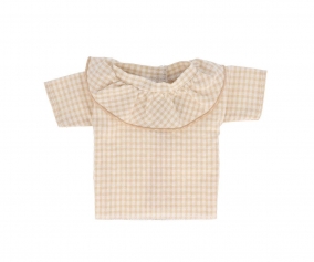 Camisa Vichy con Volante Beige para Mueco