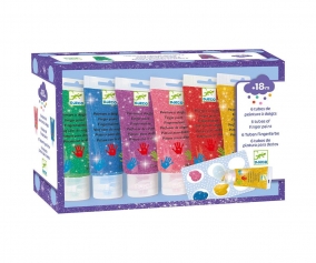 Pintura a dedo com 6 tubos de glitter coloridos