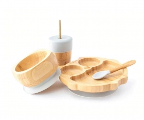 Set Stoviglie Ventosa Eco Bamb Gufo Grigio
