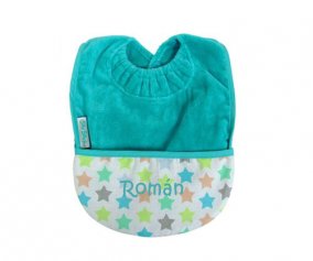 Babero con Bolsillo Silly Billyz Turquesa Estrellas Personalizado