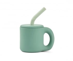 Silicone Cup with Straw Dusty mint / Peppermint
