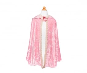 Mantello Velluto Rosa con Cappuccio