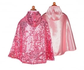 Mantello Reversibile Paillettes Rosa Cappuccio 5-6 anni