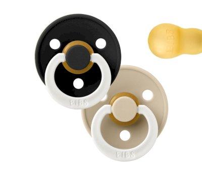 2 BIBS Colour Night Pacifiers Round Black Glow/Vanilla Glow