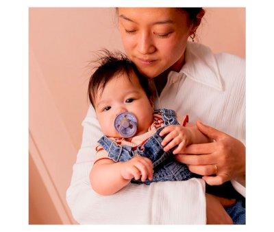 2 BIBS Studio Colour Pacifiers Round Jasmine Fossil Grey Mix