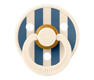 2 BIBS Pacifiers Studio Colour Round Pin Ivory Steel Blue Mix