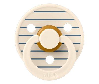 2 BIBS Pacifiers Studio Colour Round Pin Ivory Steel Blue Mix
