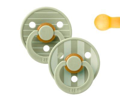 2 BIBS Studio Colour Pacifiers Round Pin Sage Mix