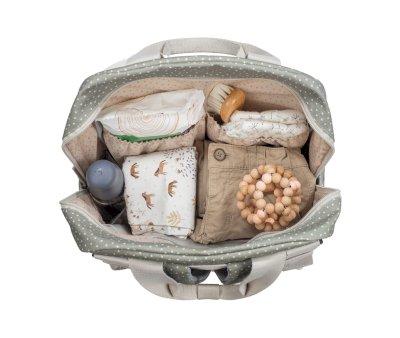 Sure, here's the translated text with the HTML format:


Stroller Backpack Polka Dots Poppy Moss