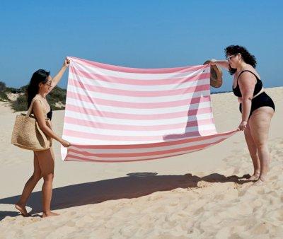 Toalha de praia XXL Microfibra Cabana Rosa Pastel Personalizvel