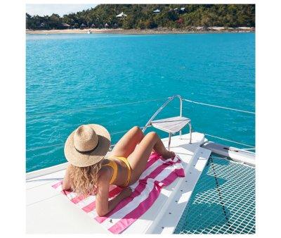 Telo Spiaggia Large Microfibra Cabana Malibu Pink Personalizzabile