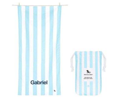 Telo Spiaggia Large Microfibra Cabana Azzurro Pastello Personalizzabile