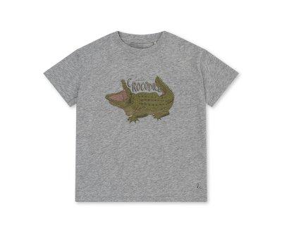 T-Shirt MC GOTS Grey Melange Crocodile