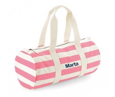 Bolsa Desportiva  riscas Personalizada Natural-Pink