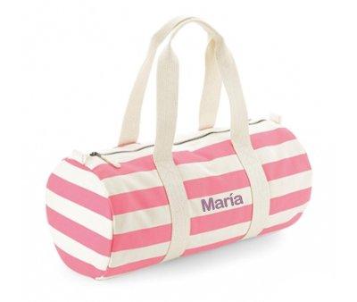 Bolsa Desportiva  riscas Personalizada Natural-Pink
