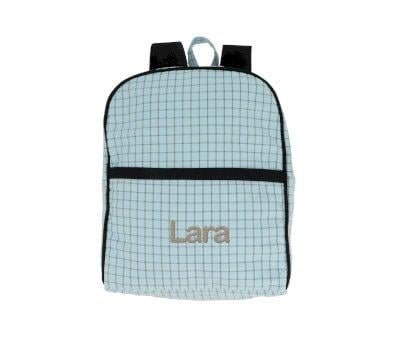 Personalised Nordic Check Blue Backpack