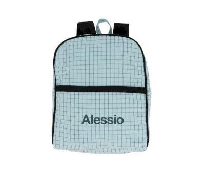 Personalised Nordic Check Blue Backpack