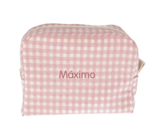 Necessaire pessoal personalizvel rosa Vichy grande