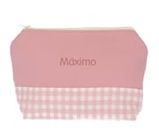 Necessaire infantil personalizvel rosa Vichy