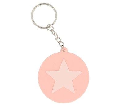 Silicone Keychain Personalised Star Coral Pink