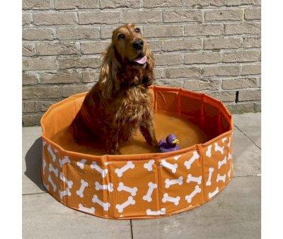 Foldable Dog Pool Orange Bones
