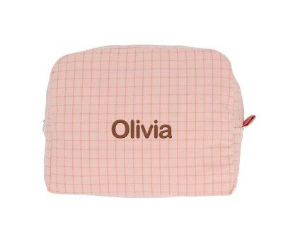 Necessaire Grande Nordic Check Blush Personalizada