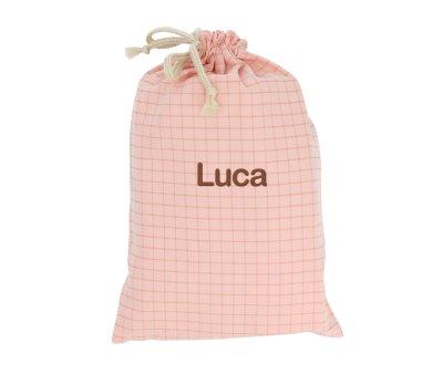 Nordic Check Blush Snack Bag Personalised