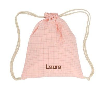 Mochila Saco Nordic Check Blush Personalizable