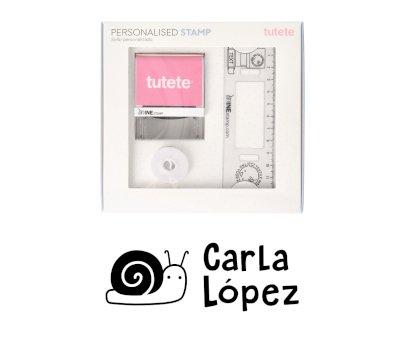 Tampon Personnalis Escargot + Ruban Blanc pour Vtements Foncs