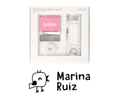 Tampon Personnalis Poussin + Ruban Blanc pour Vtements Foncs