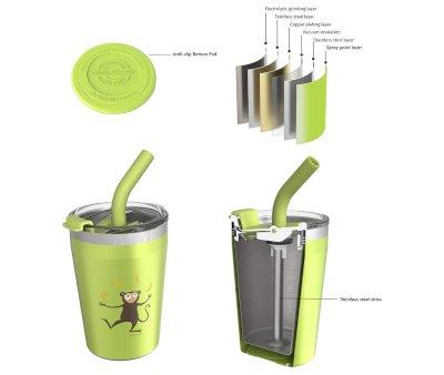 Leak-Proof Thermal Mug with Straw TEMP Tumbler Mono Lime